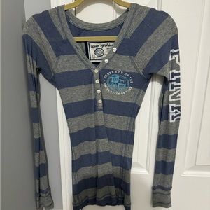 Victoria Secret PINK Striped Y2k Henley Top